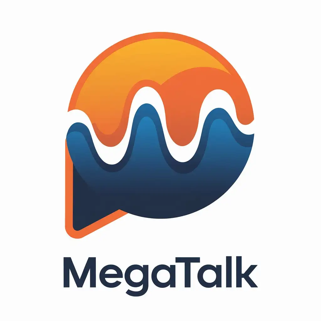 LOGO Design for MEGATALK Youthful and Energetic Social Network with Blue and Orange Waves