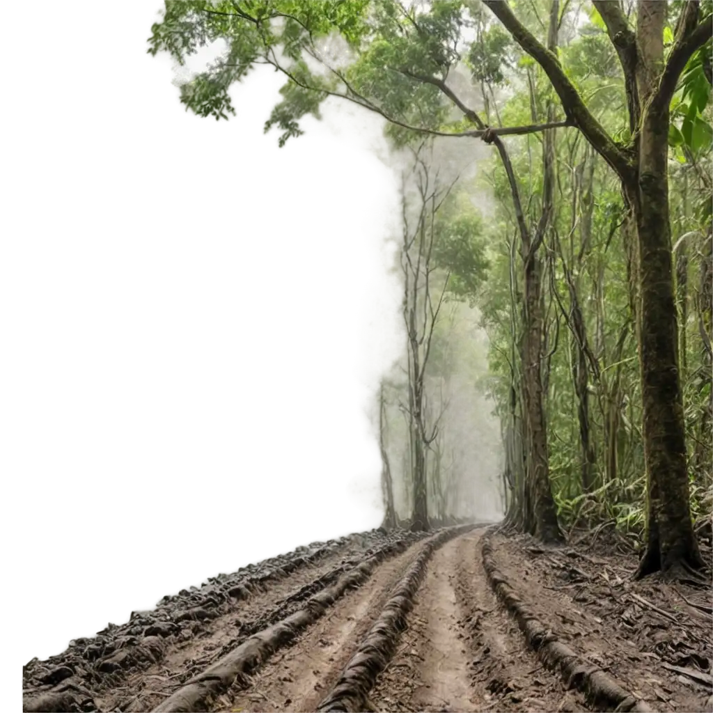 Vibrant-PNG-Image-of-a-Long-Tree-Jungle-with-a-Mud-Road-Natures-Beauty-Captured