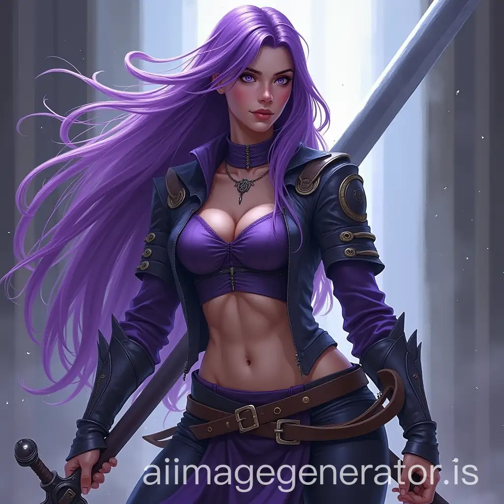 Tall-Female-Fighter-with-Purple-Hair-and-Arcane-Sword