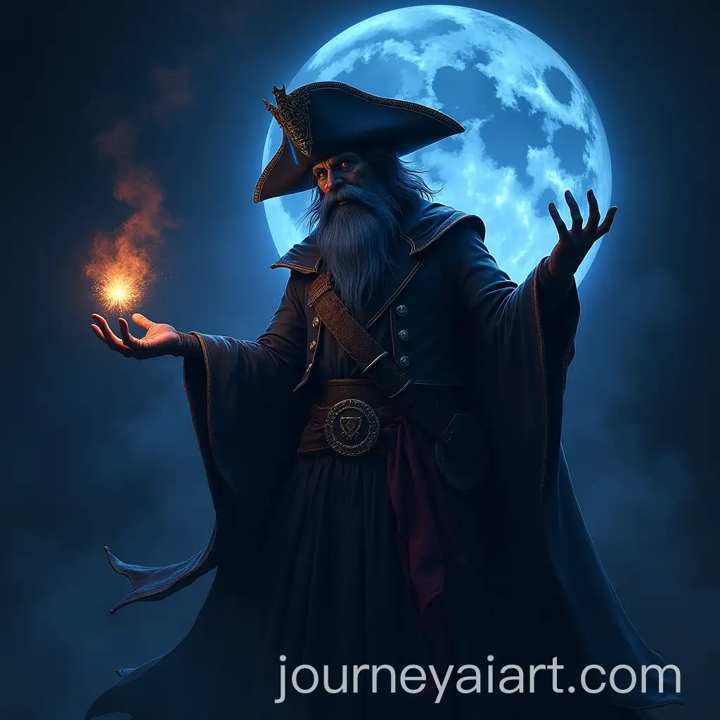 Sorcerer-Pirate-Casting-Magic-in-SemiTranslucent-Night-Sky