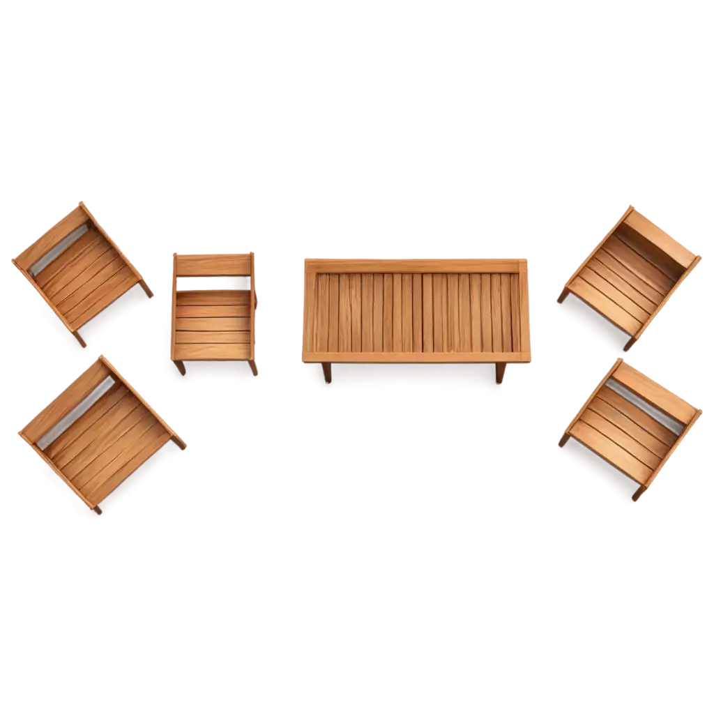 Top-View-Illustration-of-Outdoor-Wooden-Furniture-High-Quality-PNG