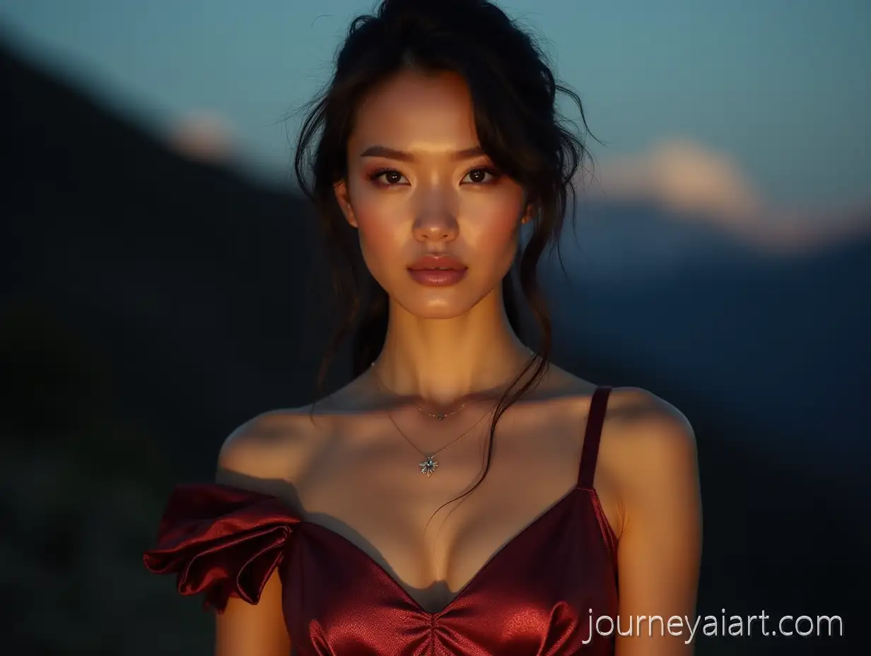 Young-Woman-in-Fabulous-Dress-withYoung-woman-in-dress-Dark-Hair-and-Photorealistic-Details