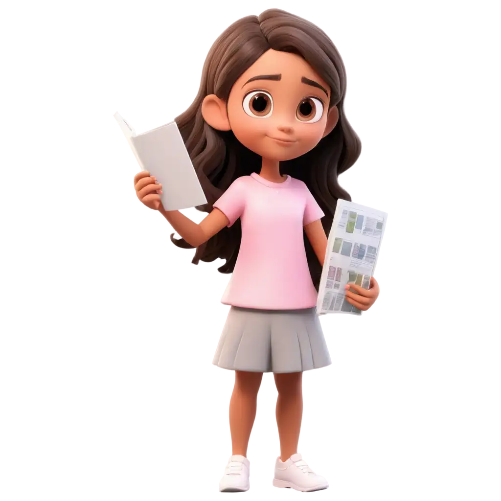 Cartoon-Girl-Explaining-Material-PNG-Clear-HighQuality-Illustration-for-Versatile-Use