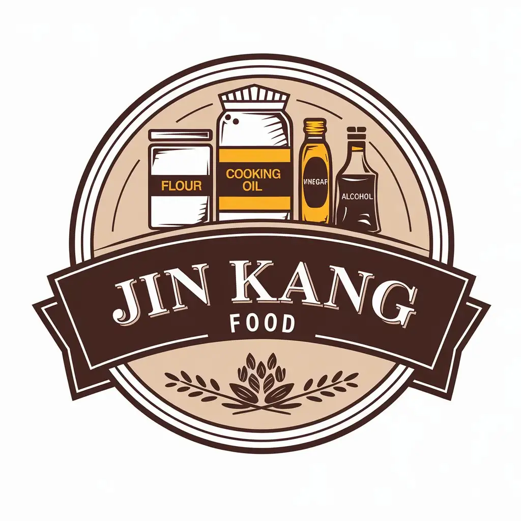 LOGO-Design-for-Jin-Kang-Food-Flour-Vinegar-Elements-with-a-Modern-Retail-Touch