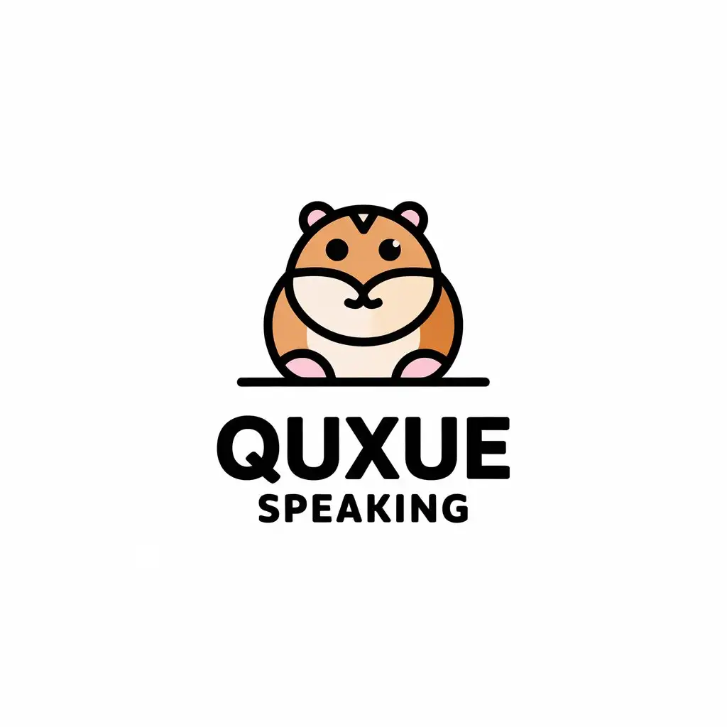 LOGO Design for Quxue SPEAKING Minimalistic Hamster Symbol for Education Industry