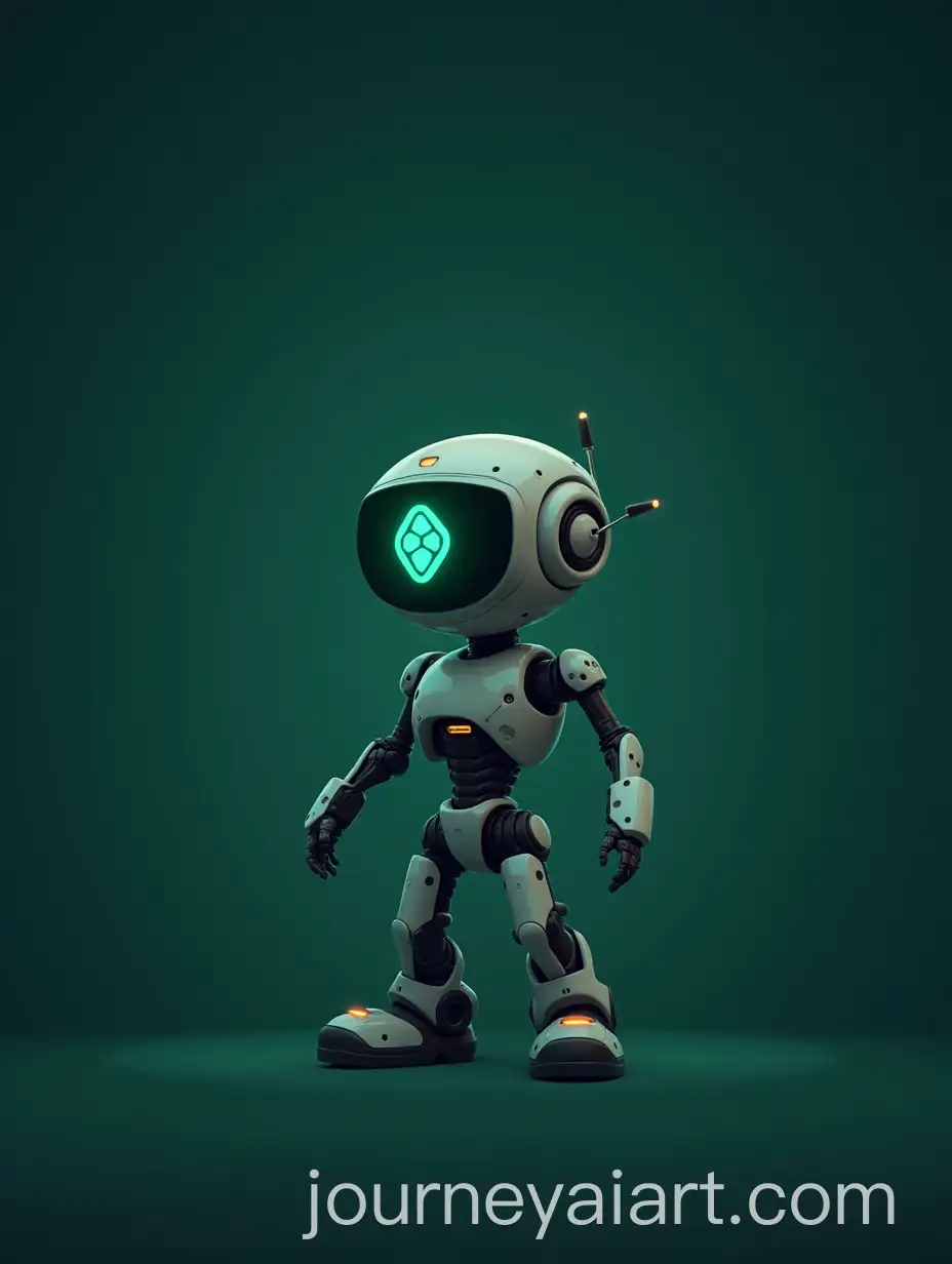 Cartoon-Robot-Against-Dark-Green-Background-with-Faded-Ethereum-and-Solana-Logos