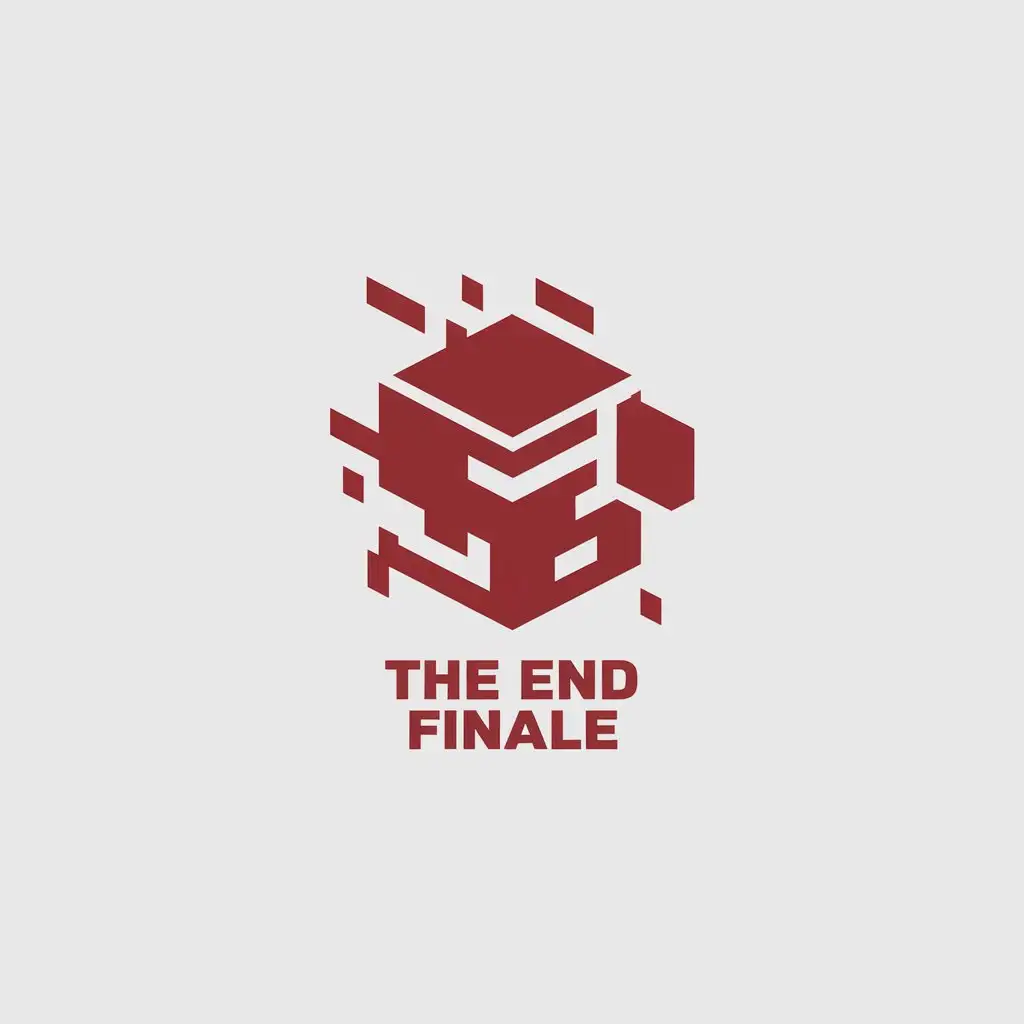 LOGO Design for The End Finale Minecraft Block Theme with Red and White Colors