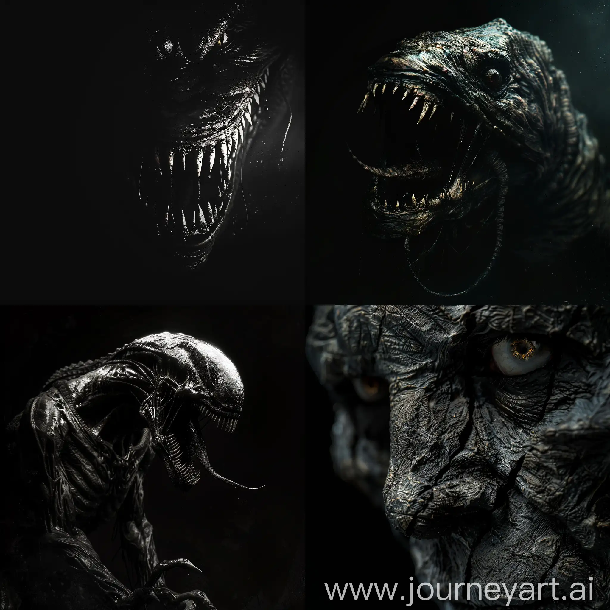 Creepy-Monster-in-Dark-Tones-on-Black-Background