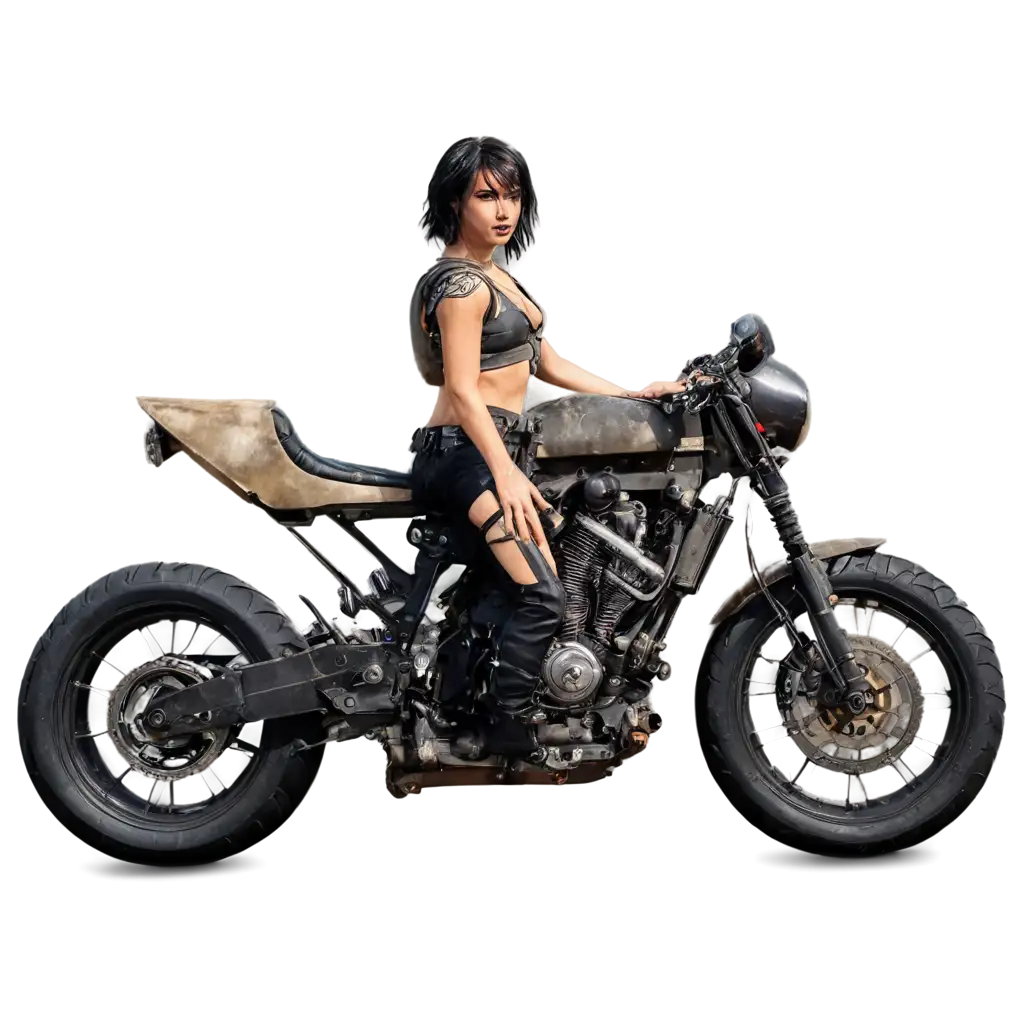 Sportbike Yamha R3 in the style of the movie ‘Mad Max: Fury Road’. The character ‘soul’ pilot from the above film