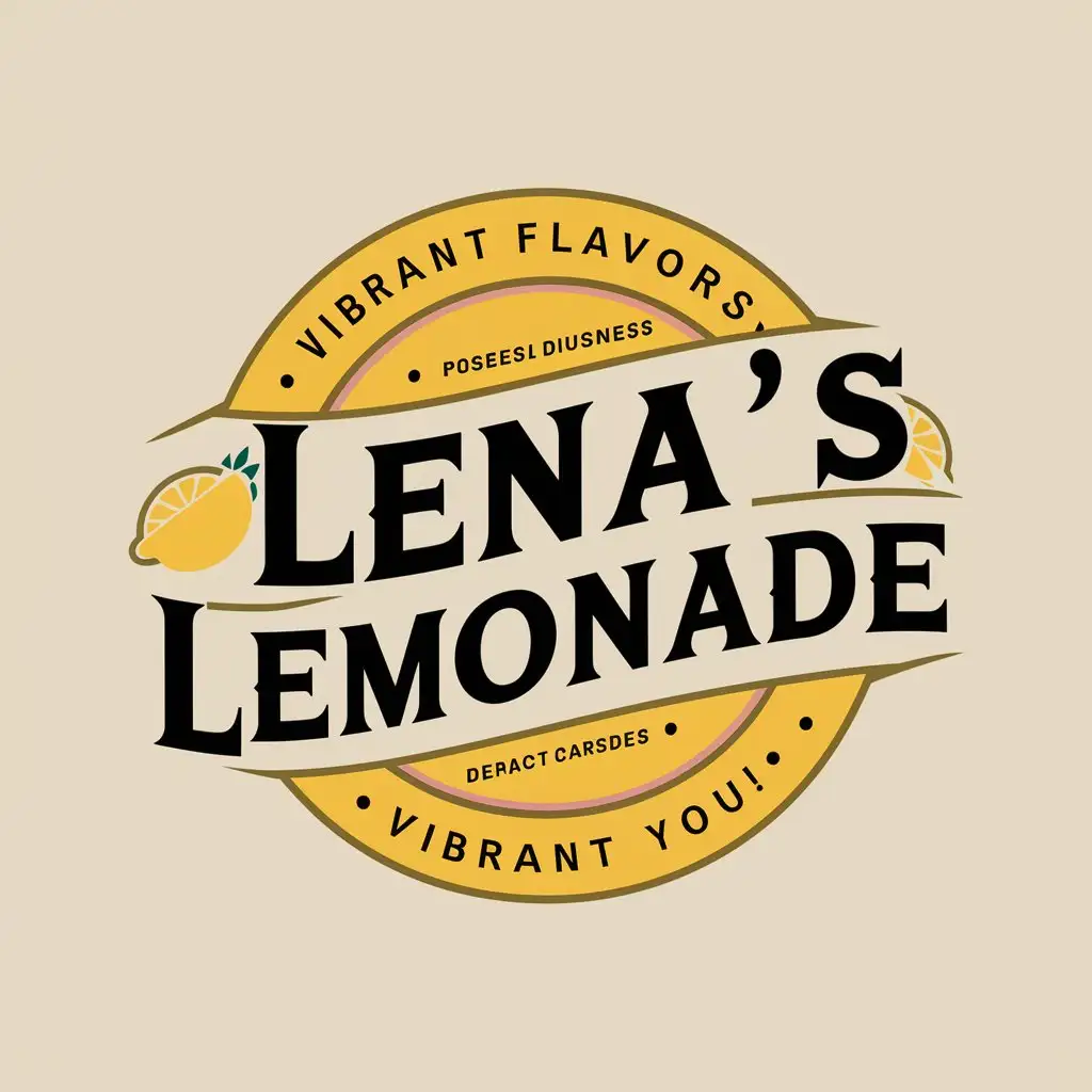 LOGO Design For Lenas Lemonade Vintage Style with Yellow Pink and Green Colors