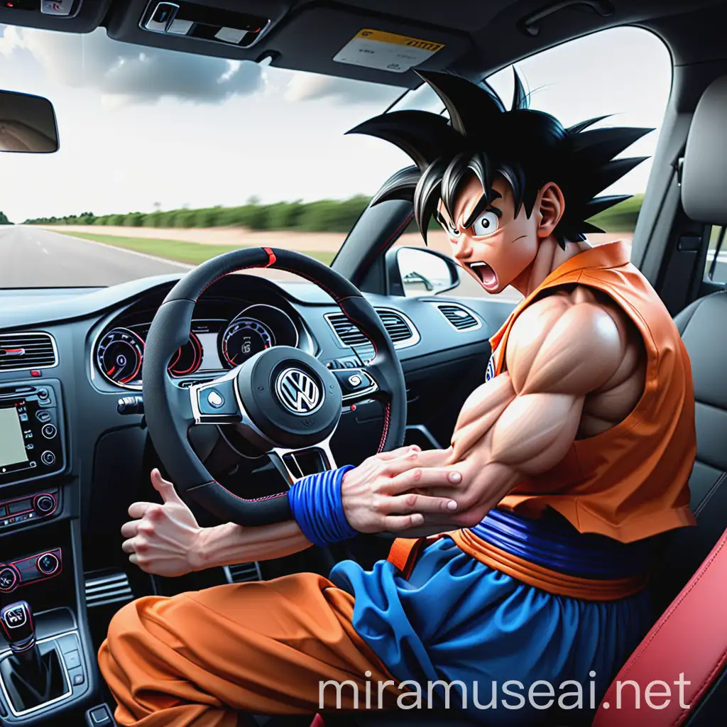 Goku Driving a Volkswagen Golf GTI