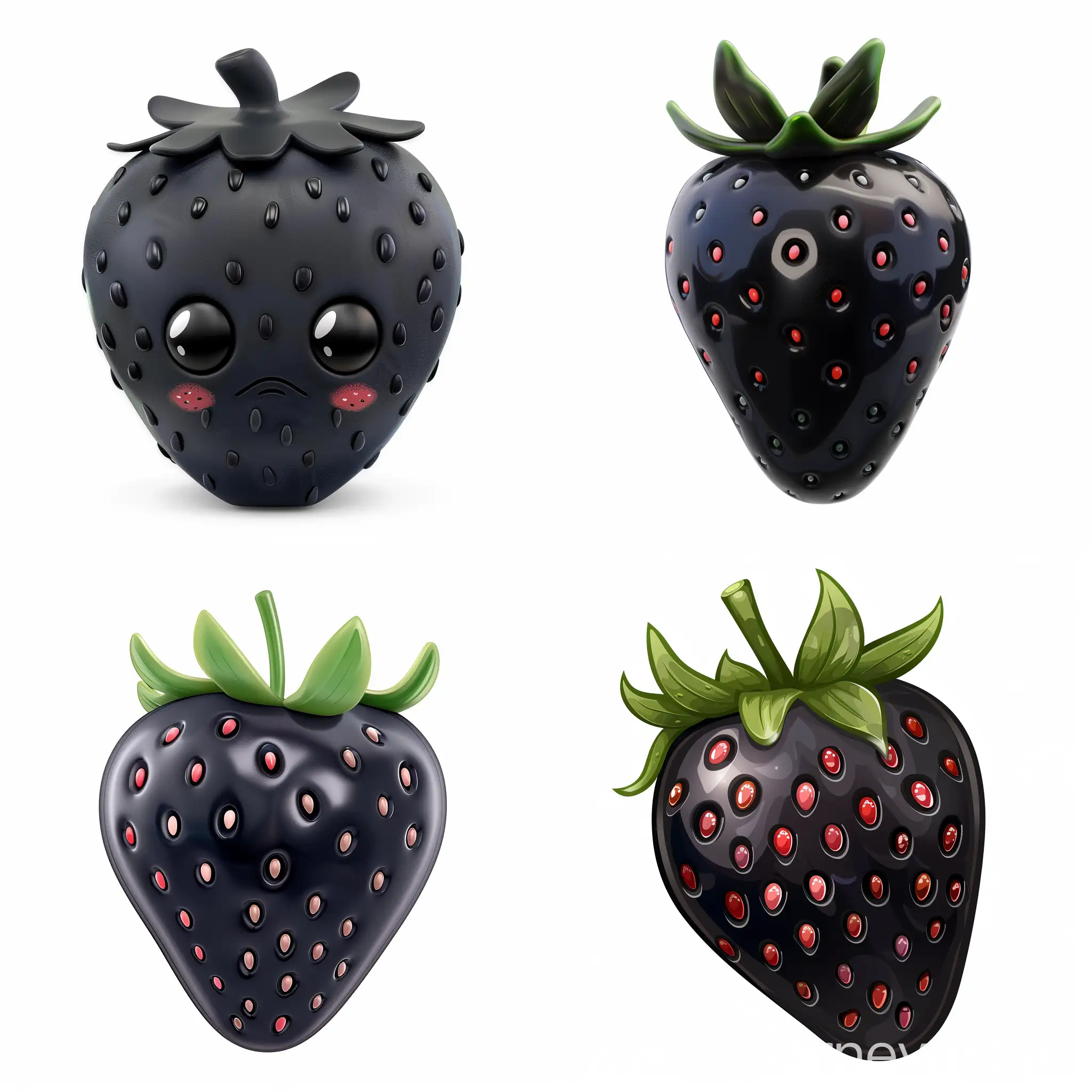 Black-Strawberry-Emoji-on-a-Minimalist-Background