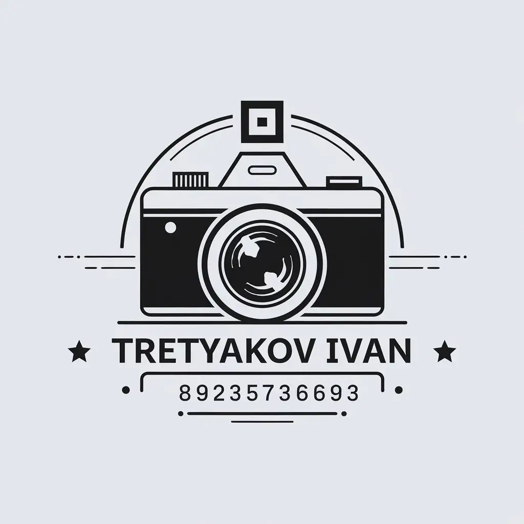 LOGO-Design-for-Tretyakov-Ivan-Minimalistic-Camera-Themed-Logo-with-Contact-Info