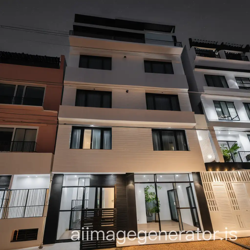 Modern-White-and-Black-FourStory-House-Facade-with-Symmetrical-Windows