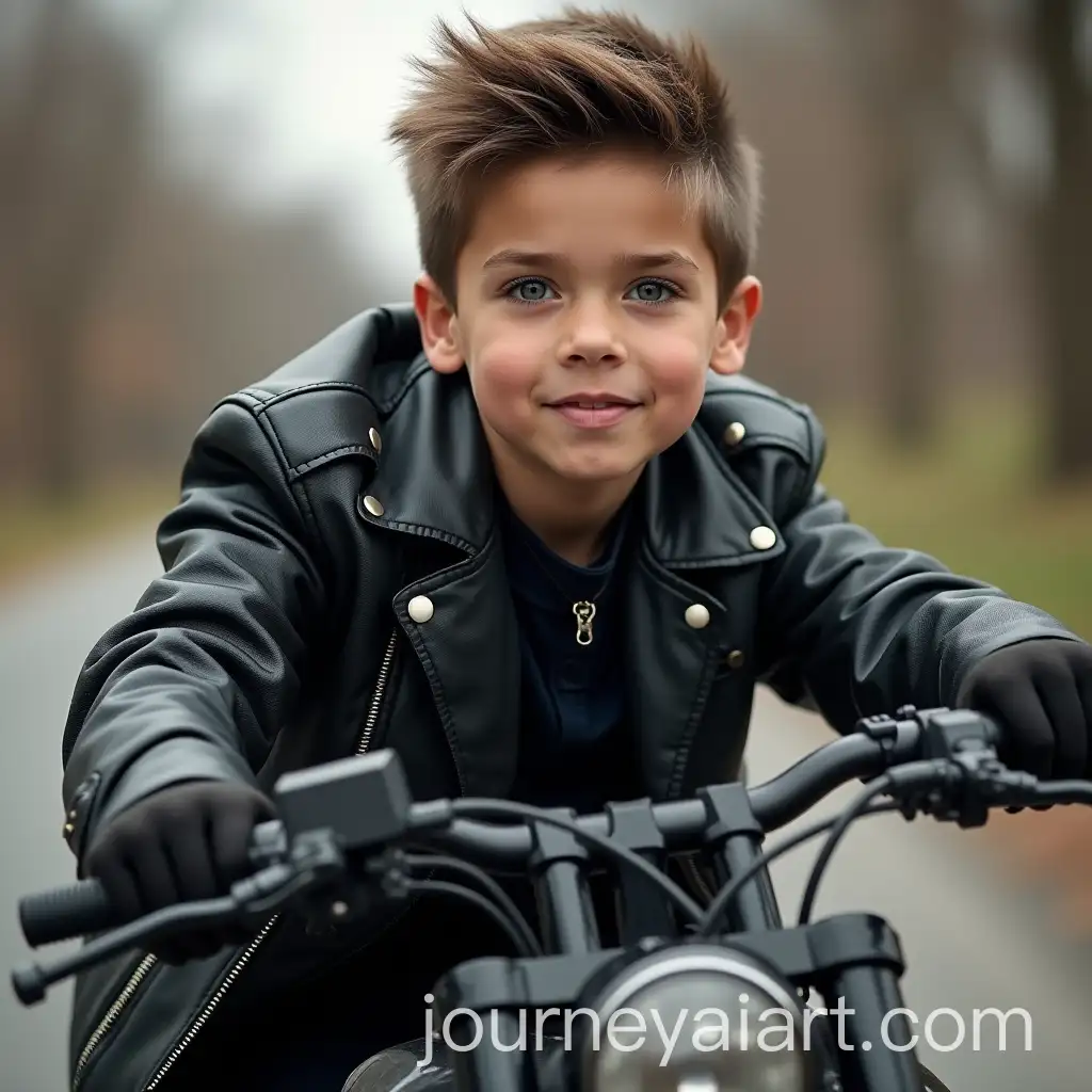 Boy-Riding-Bike-in-Black-Leather-Jacket-with-Sharp-Features