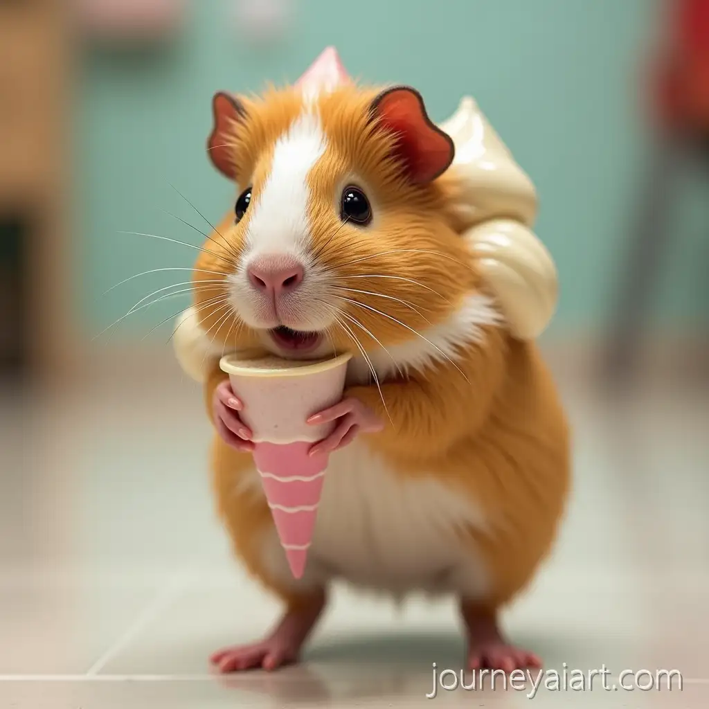 Adorable-Guinea-Pig-Sitting-on-Ice-Cream-Cone-Wearing-Heels-in-Italian-Setting