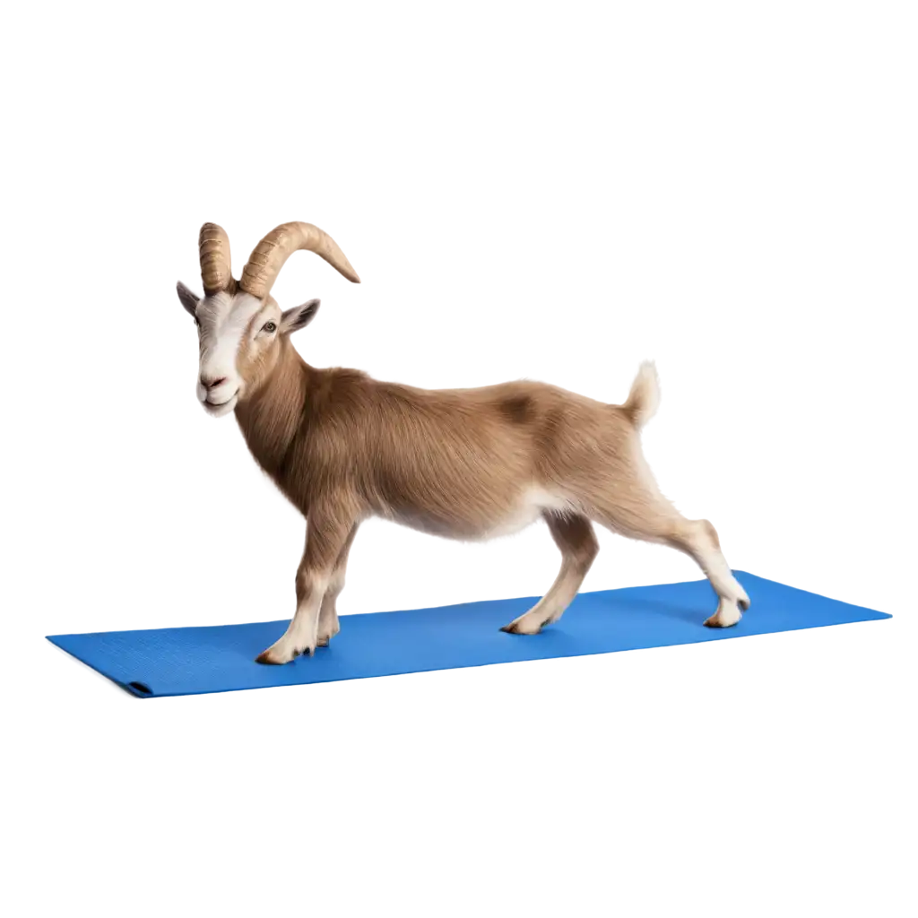 Goat-on-Yoga-Mat-Doing-Downward-Dog-Pose-PNG-Image