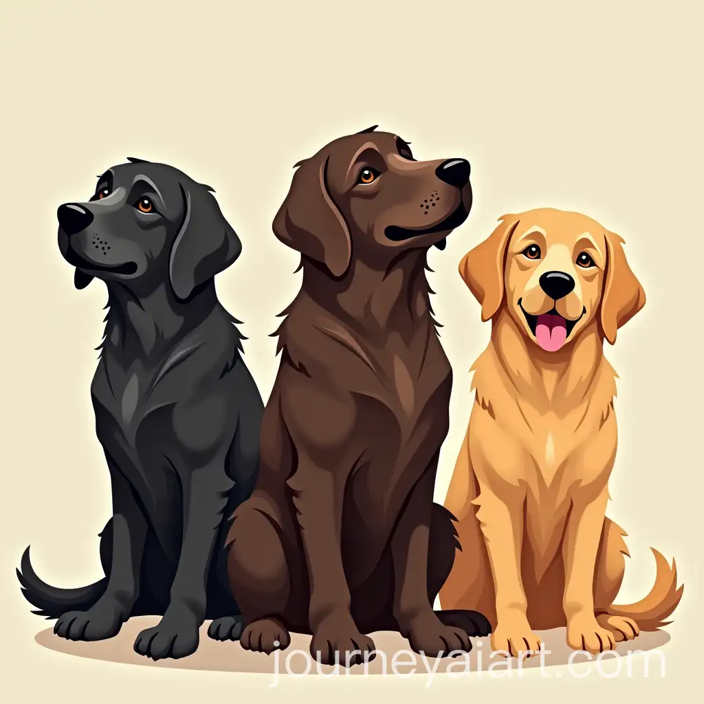 Cartoonized-Golden-Retrievers-Old-Black-Dark-Brown-and-Ginger-Young-Dogs