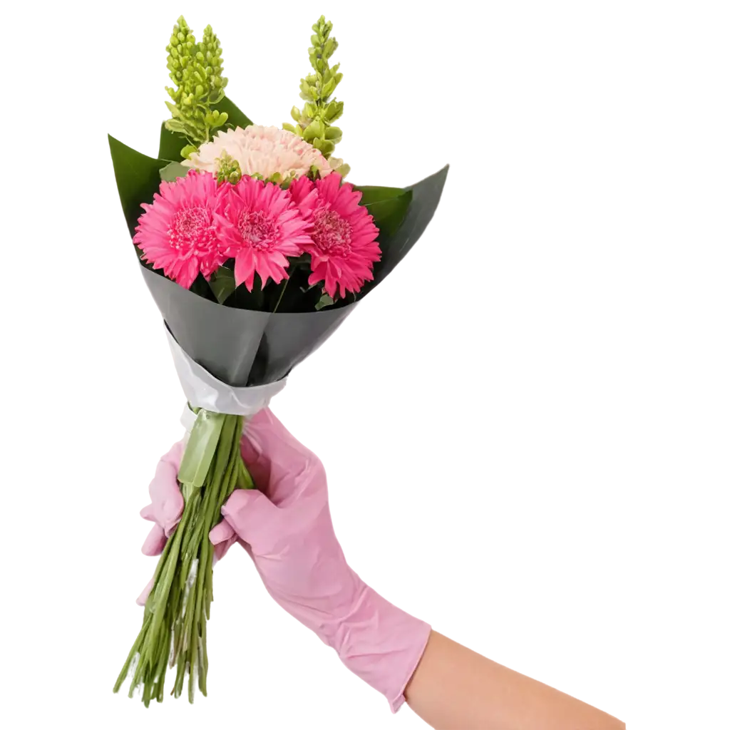 Rundbunden-Bouquet-with-Cerise-Germini-Apricot-Cream-Carnation-and-Pink-Alstroemeria-PNG-Image-for-Floral-Design-Projects