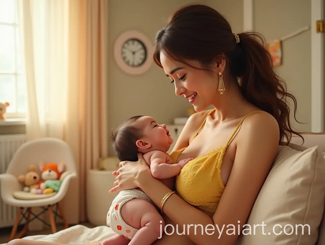 Mother-Breastfeeding-Baby-in-Cozy-Nursery-Room