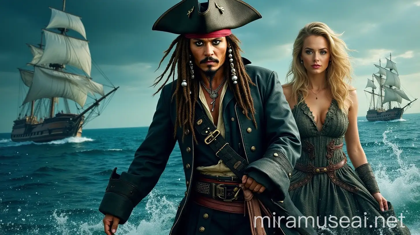 Pirates of the Caribbean 6 Movie Poster with Johnny Depp and Margot Robbie