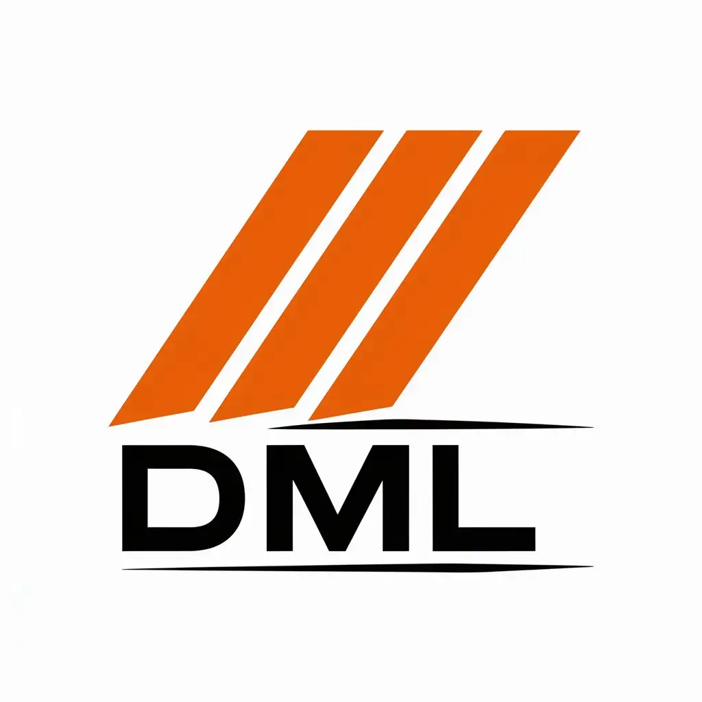 LOGO Design for DML Minimalist Orange Stripes with Black Underline on White Background