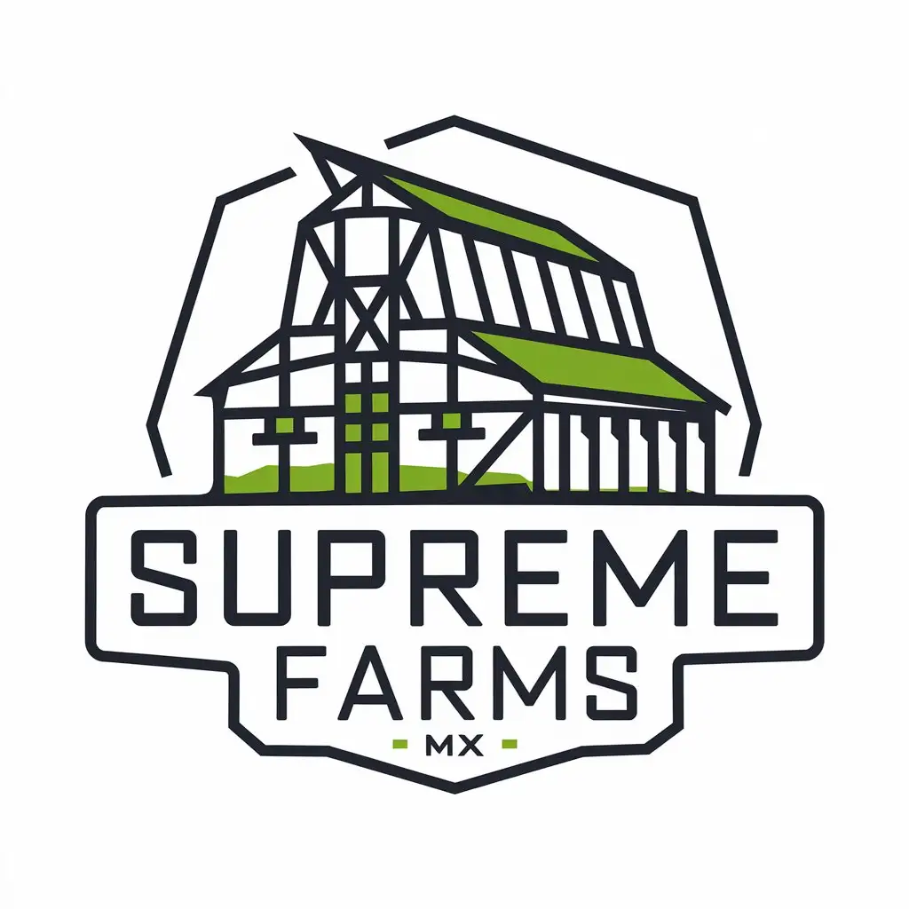 LOGO Design for Supreme Farms MX Futuristic Barn with Technology Industry Influence