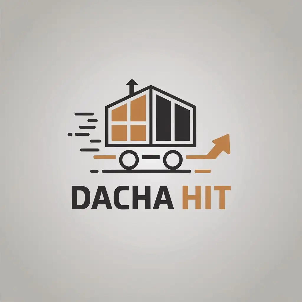 LOGO Design For Dacha Hit Transportation of Modular Houses with Up Arrow Symbol