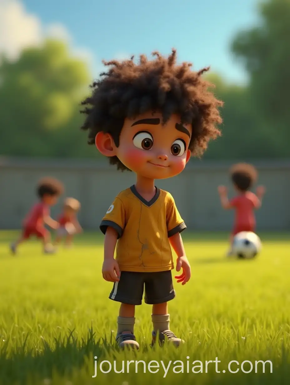 Young-Boy-Watching-Older-Kids-Play-Soccer-with-Hope-and-Determination