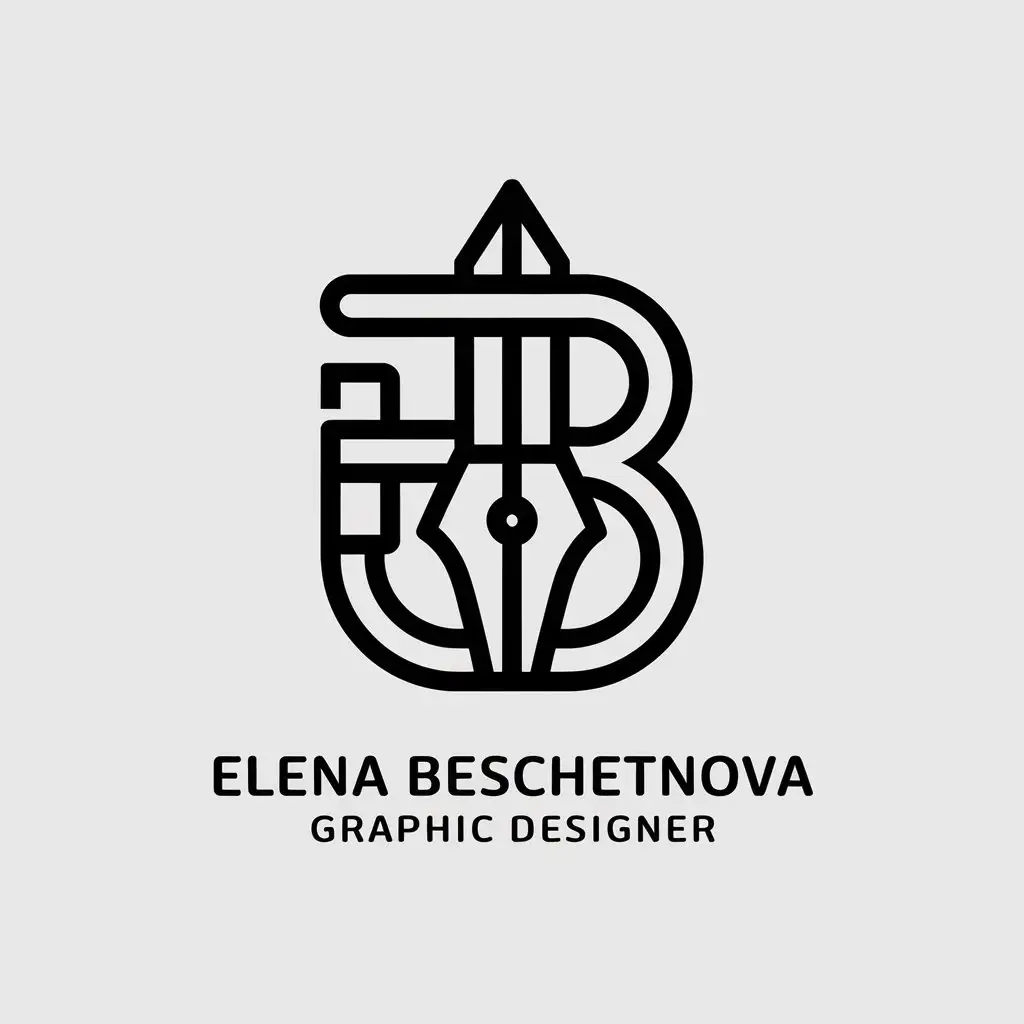 a vector logo design,with the text "Elena Beschetnova graphic designer", main symbol:logo for a graphic designer's portfolio website,complex,be used in design industry,clear background