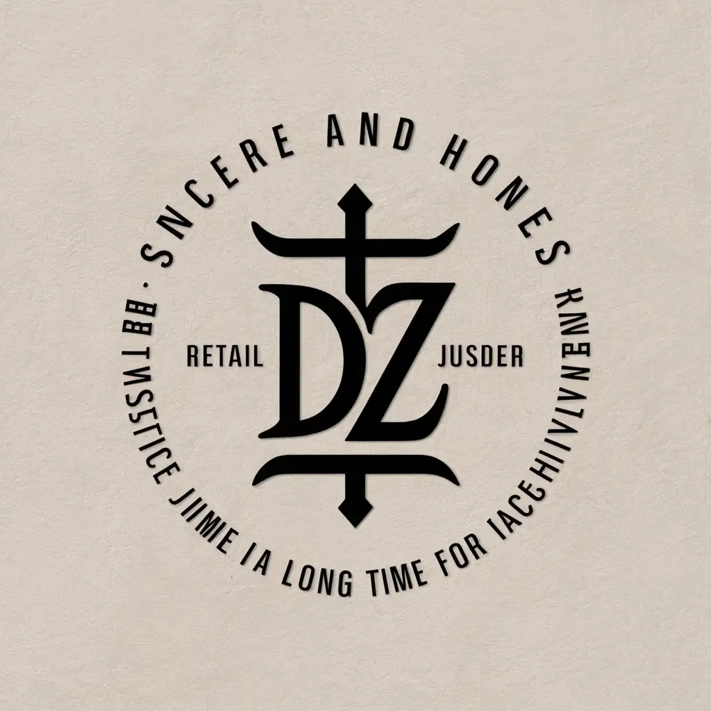 a vector logo design,with the text "sincere and honest, uphold justice for a long time for achievement", main symbol:DZ,Moderate,be used in Retail industry,clear background