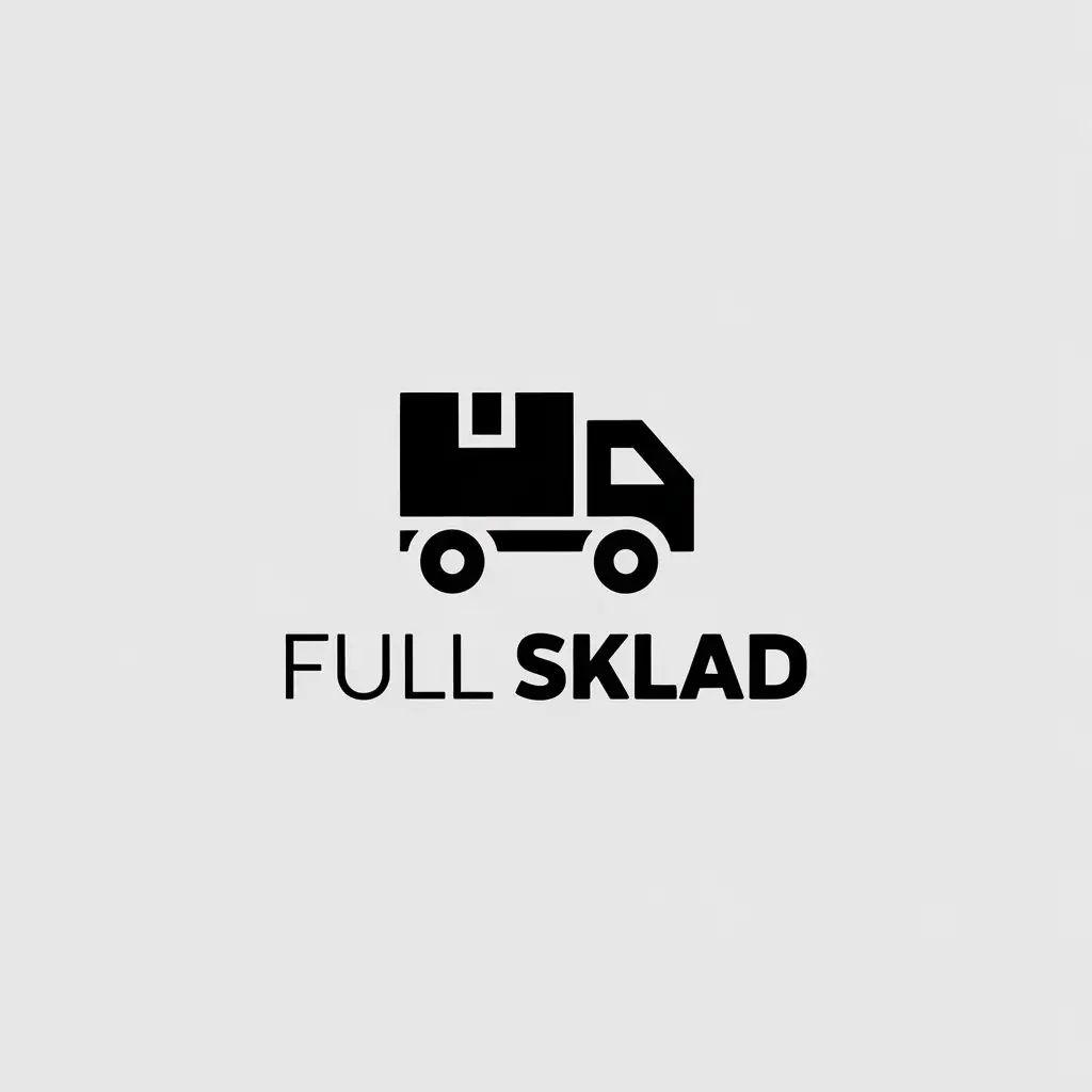 a vector logo design,with the text "FULL SKLAD", main symbol:box,truck,Minimalistic,be used in fulfillment industry,clear background