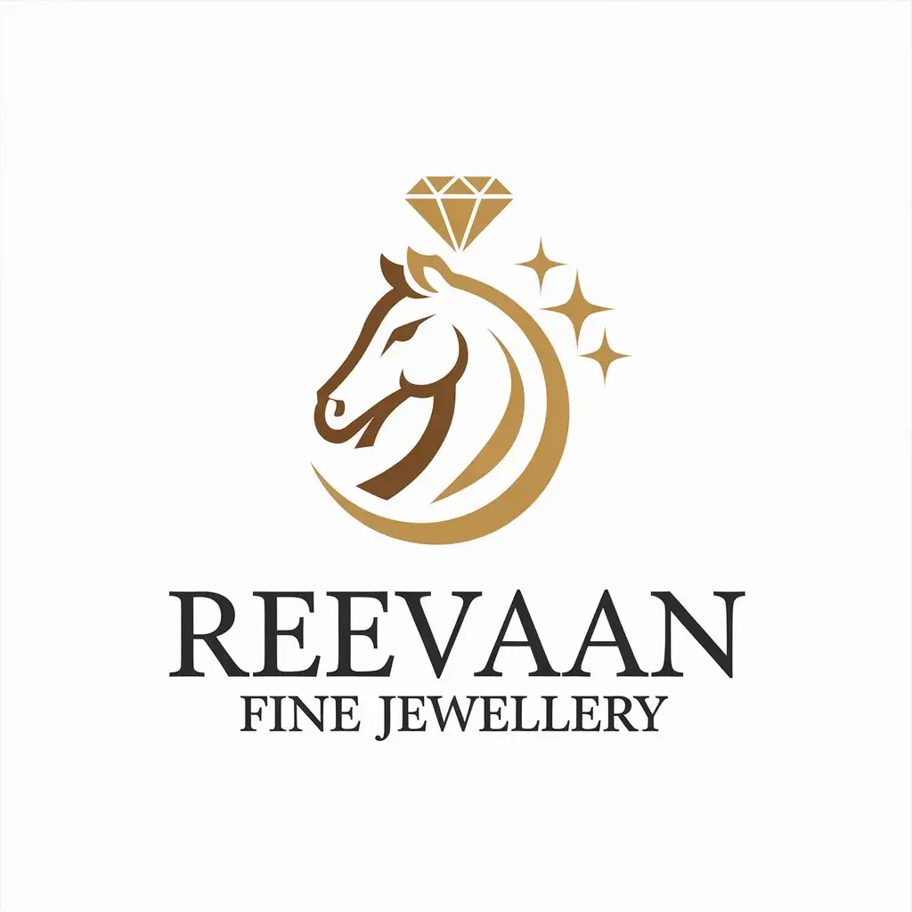 LOGO Design For Reevaan Fine Jewellery Elegant Horse Diamonds and Stars