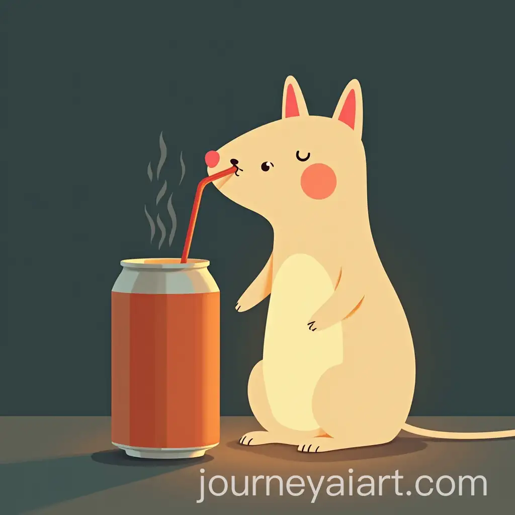 Minimalist-Animal-Lamp-Enjoying-a-Drink-Illustration