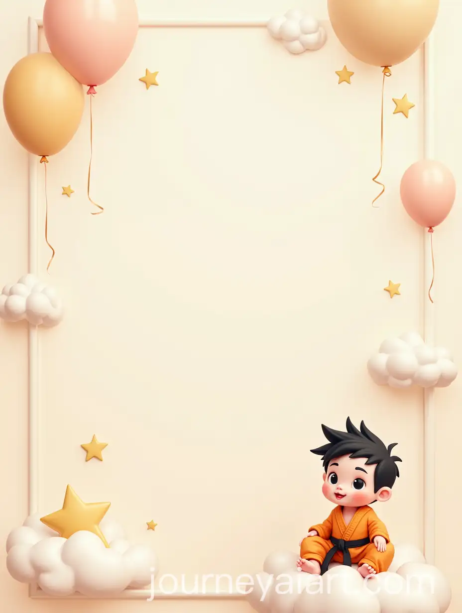 Cute-Baby-Shower-Invitation-with-Pastel-Clouds-and-Martial-Arts-Outfit