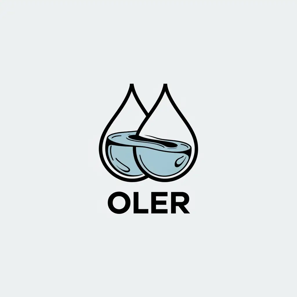 a vector logo design,with the text "OLER", main symbol:Adult interest toys, ambiguous, pure, sexual tension, referencing water droplets, white color, grey color, transparent liquid,Minimalistic,be used in Beauty Spa industry,clear background