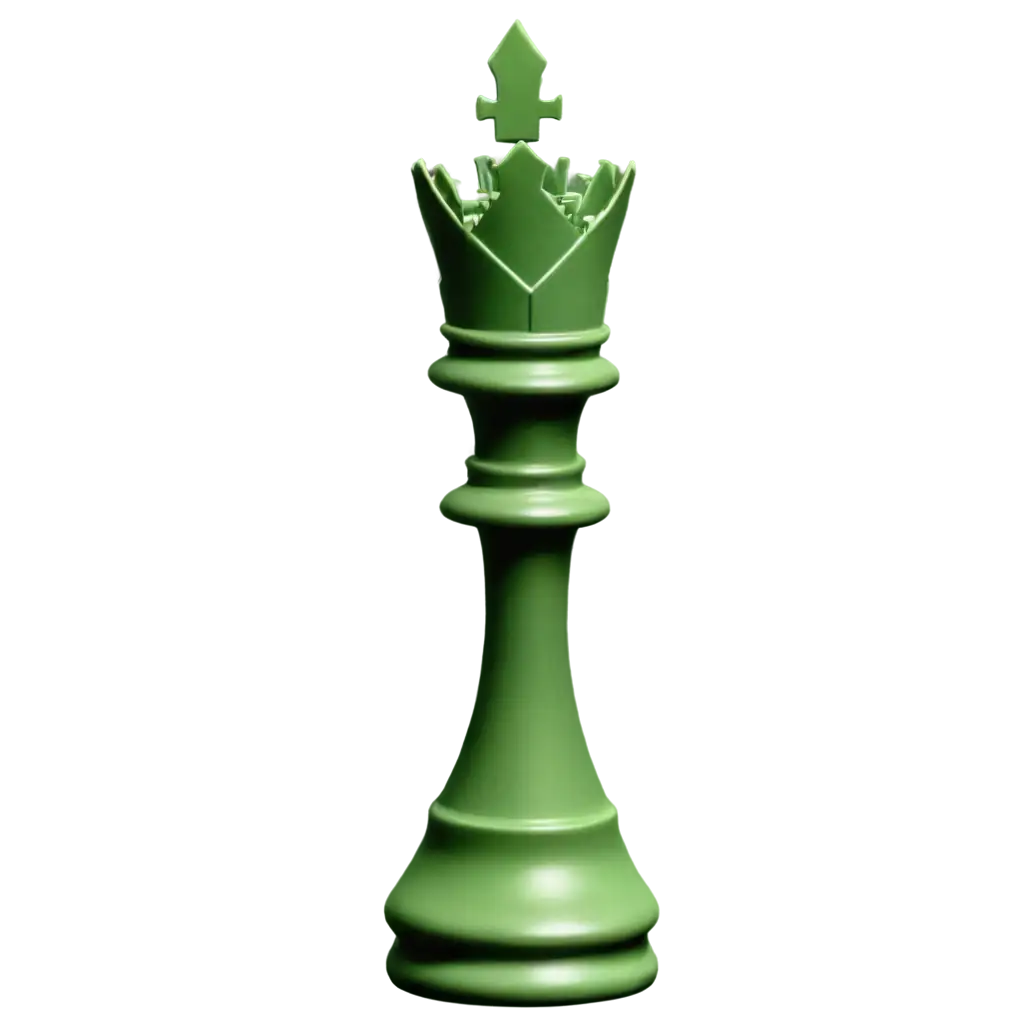 Hyper realistic green king chess piece isolated, accurate lighting, moderate size