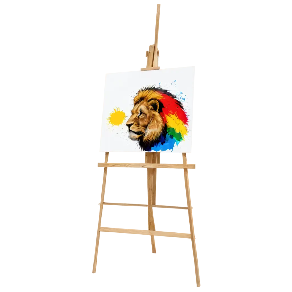 Majestic-Lion-Painting-on-Wooden-Whiteboard-PNG-Vibrant-Intricate-Art-for-Creative-Projects