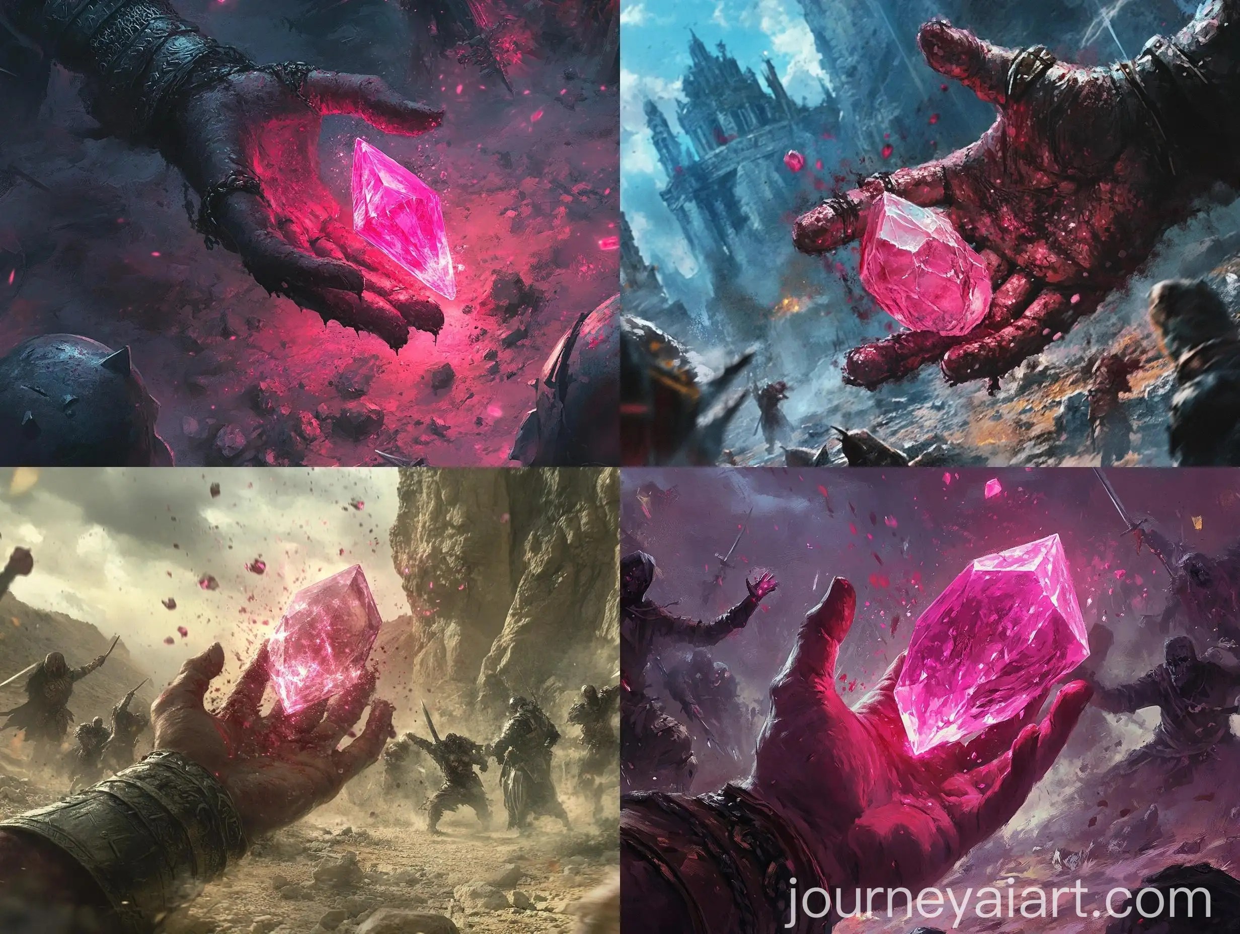 Bloody-Warrior-Stealing-a-Pink-Gem-Remnant-in-Battle