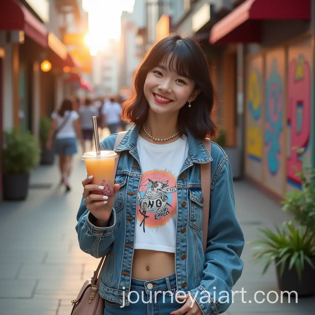 Cute-Asian-Woman-in-Trendy-Western-OutfitAI-Art-Prompt-Expansion-with-Bubble-Tea-in-Urban-Graffiti-Setting