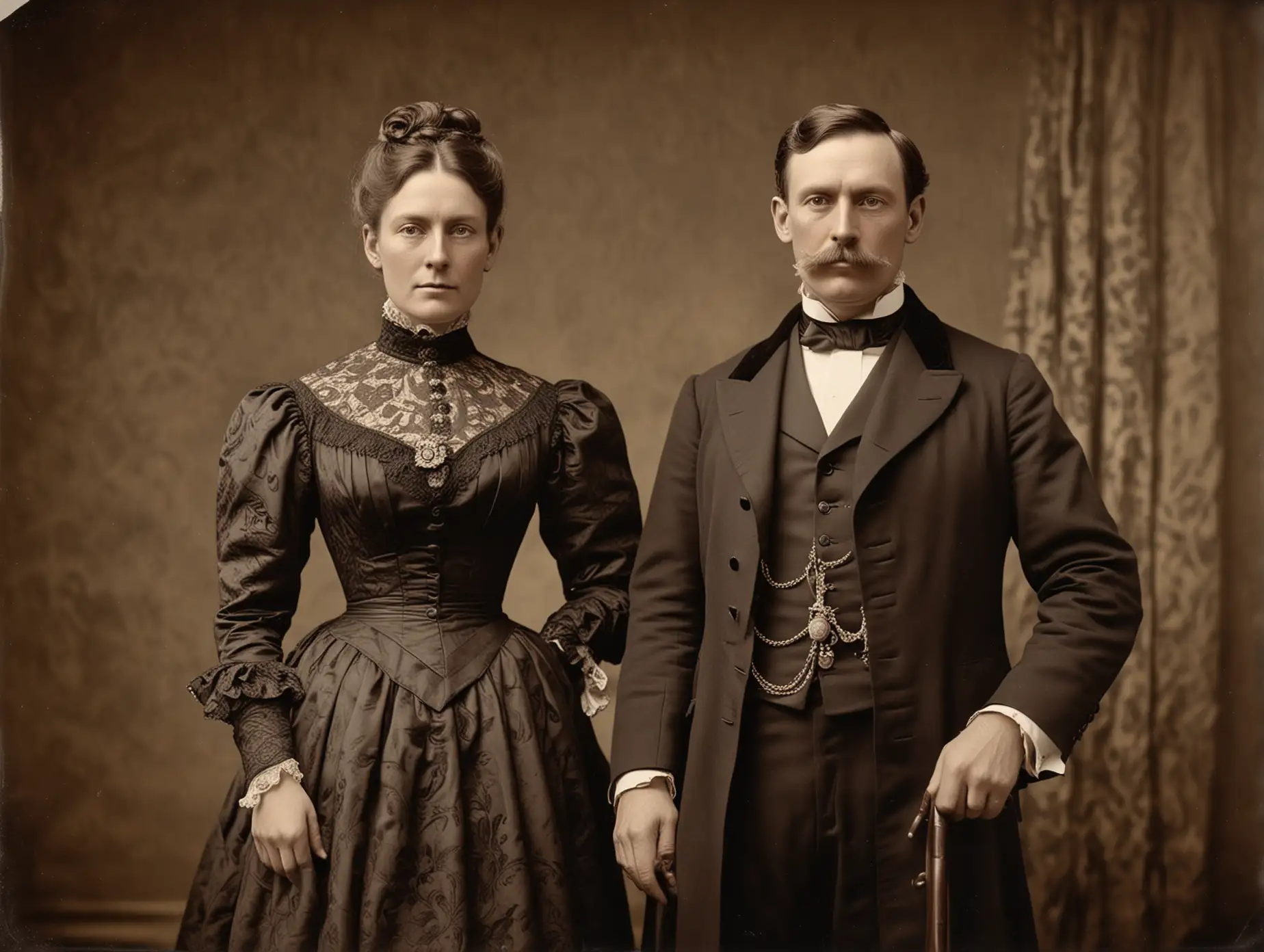 Wealthy-Victorian-Couple-Portrait-with-ExOfficer-Husband-in-Formal-Attire