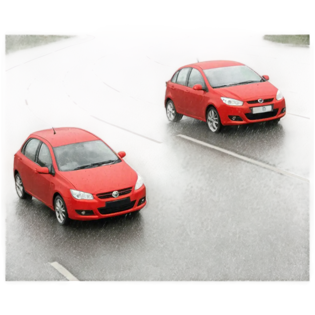 Stunning-PNG-Image-of-a-Red-Car-Driving-in-Rainy-Weather