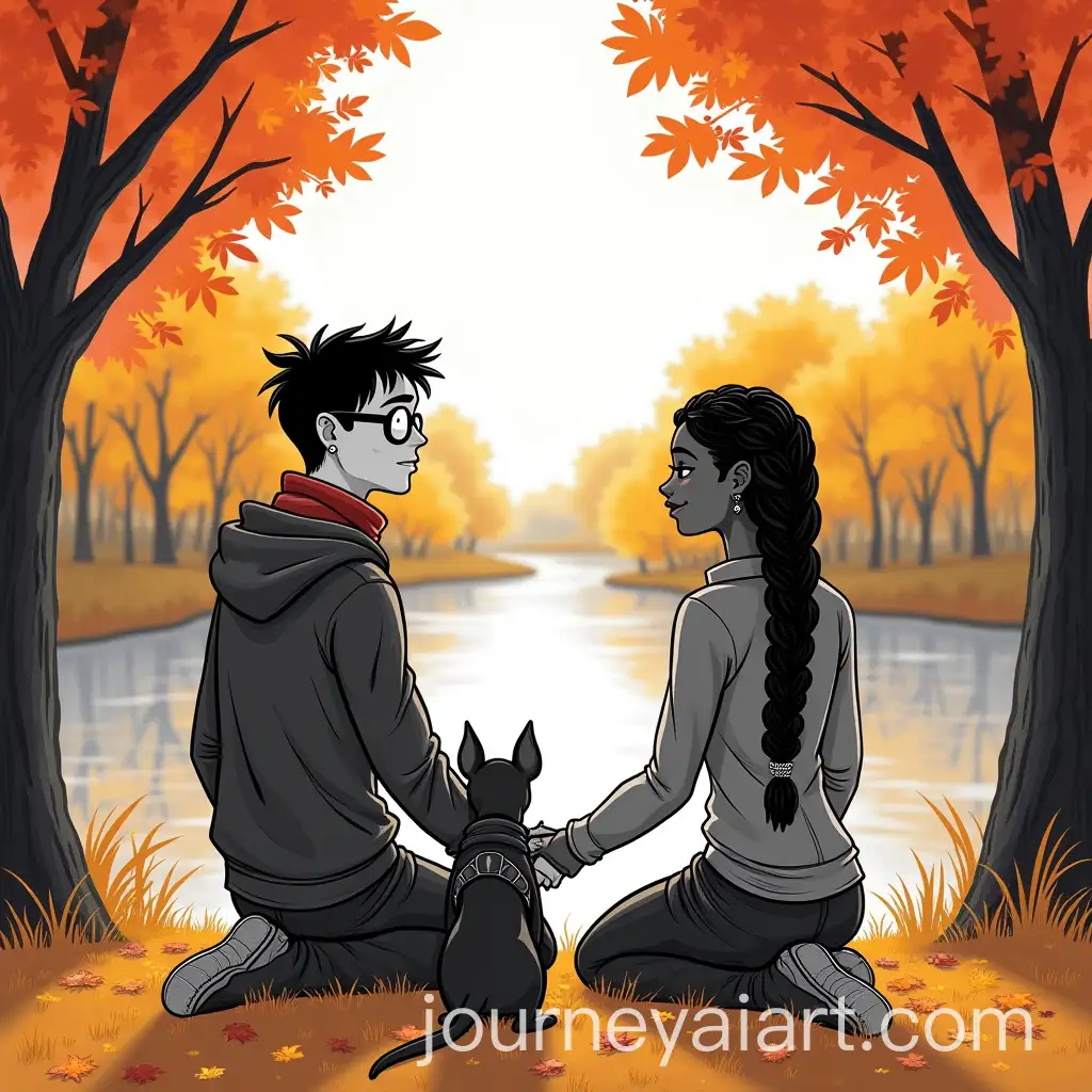 Romantic-Autumn-Day-in-Tim-Burton-Style-with-Punk-Couple-and-Bull-Terrier-by-Serene-River