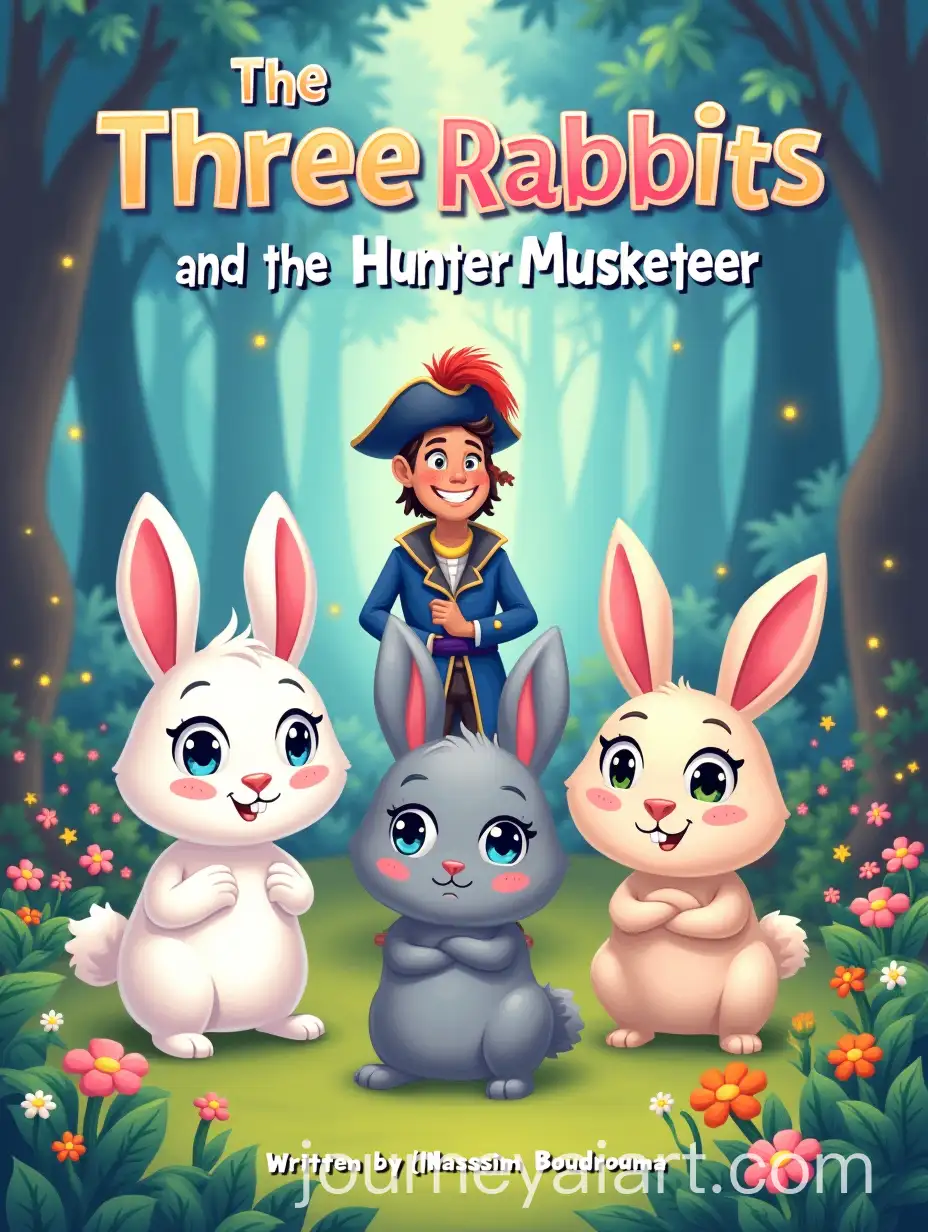 Whimsical-Cover-Illustration-of-Three-Playful-Rabbits-and-a-Duke-in-a-Magical-Forest