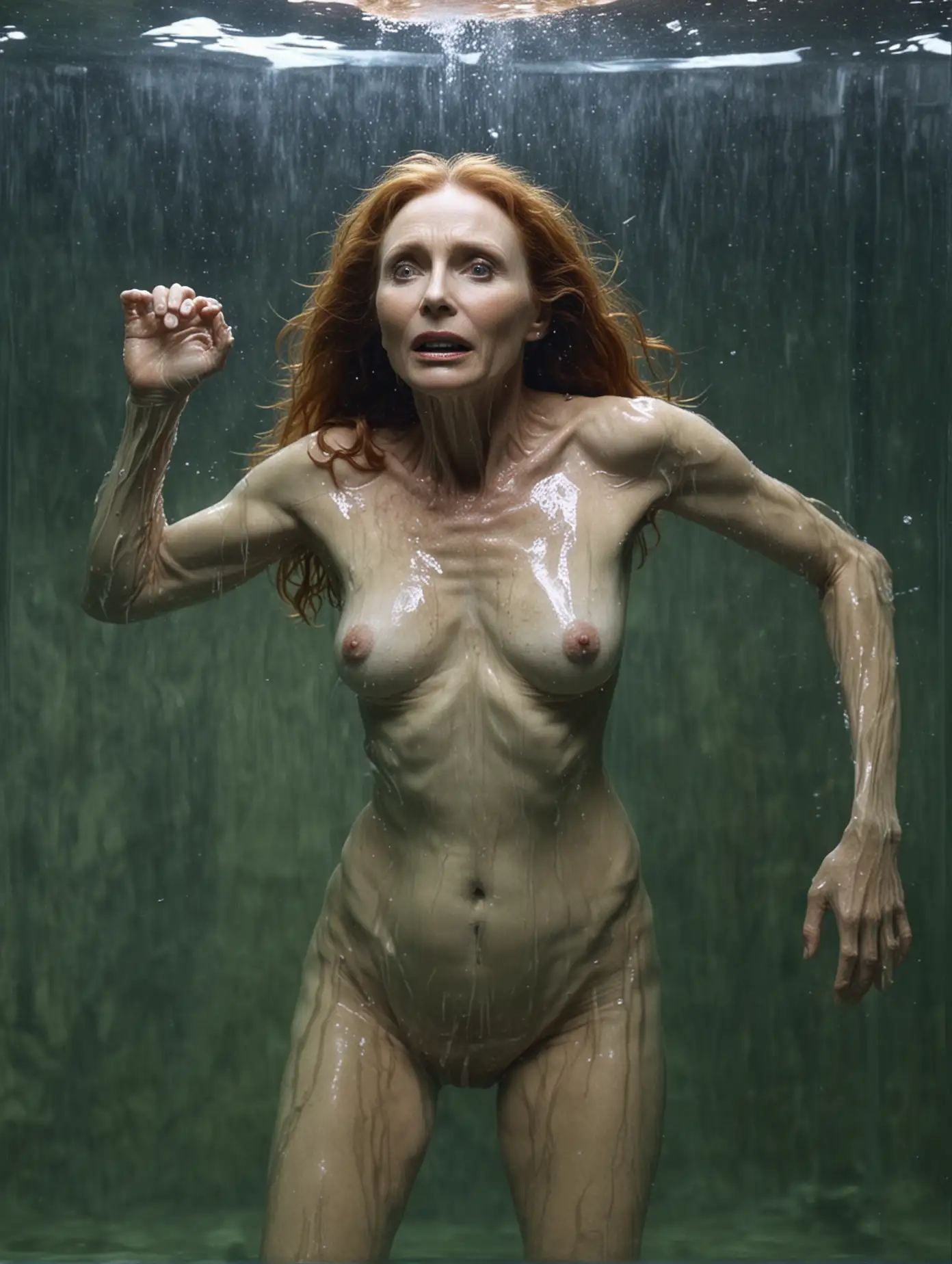 Gates-McFadden-Nude-Underwater-in-Glass-Tank