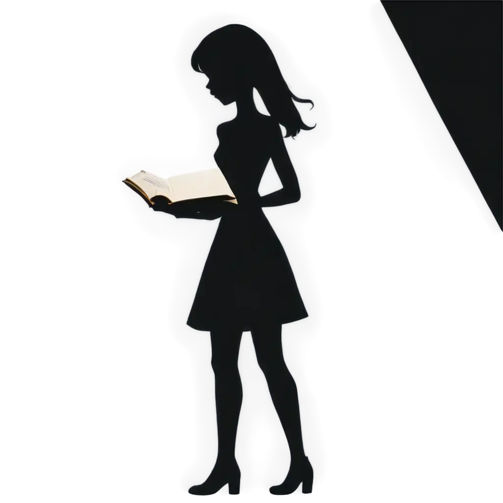 Silhouette-Girl-Opening-Book-in-Attic-PNG-Captivating-2D-Illustration-for-Creative-Projects