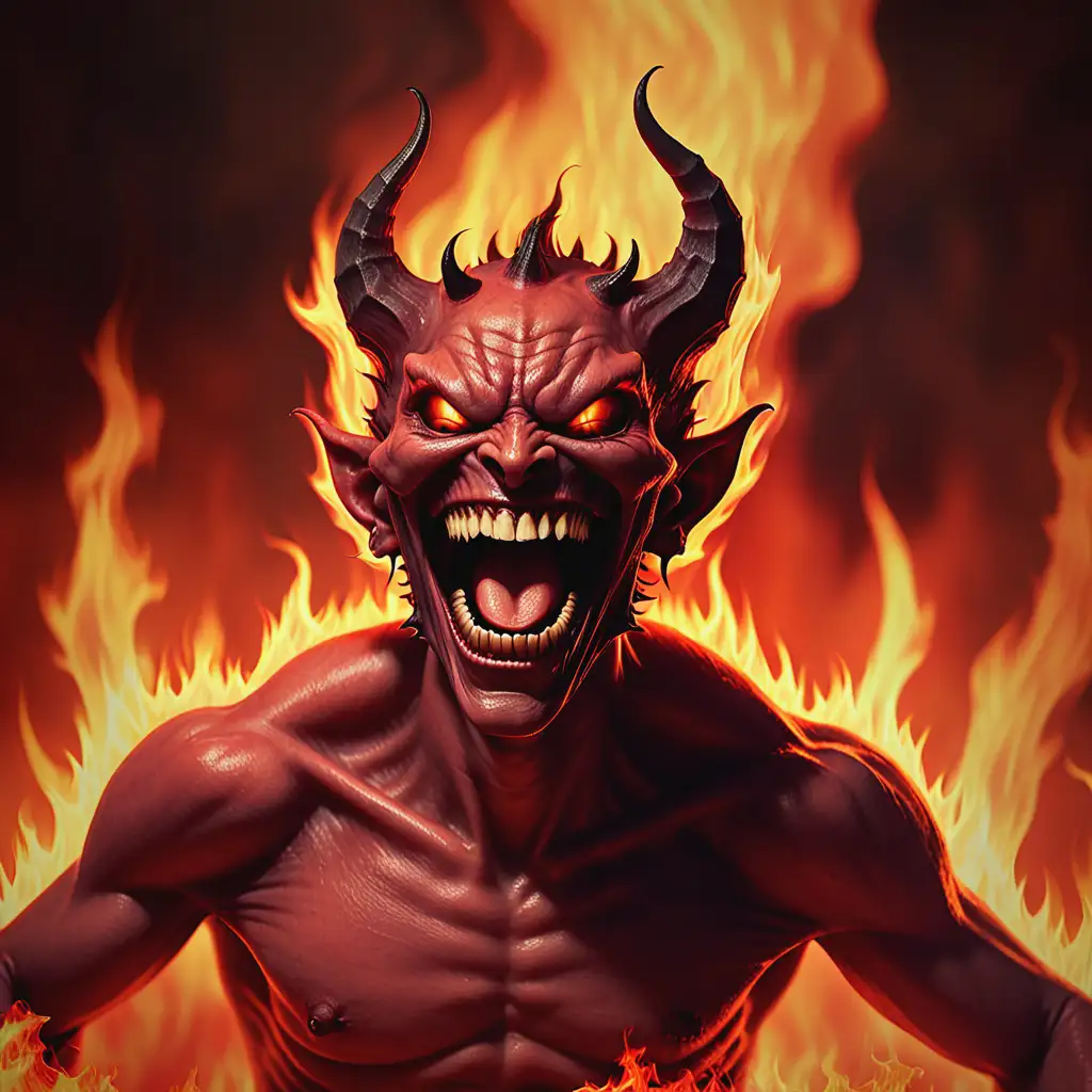 Demon Laughing in Hell on Fire