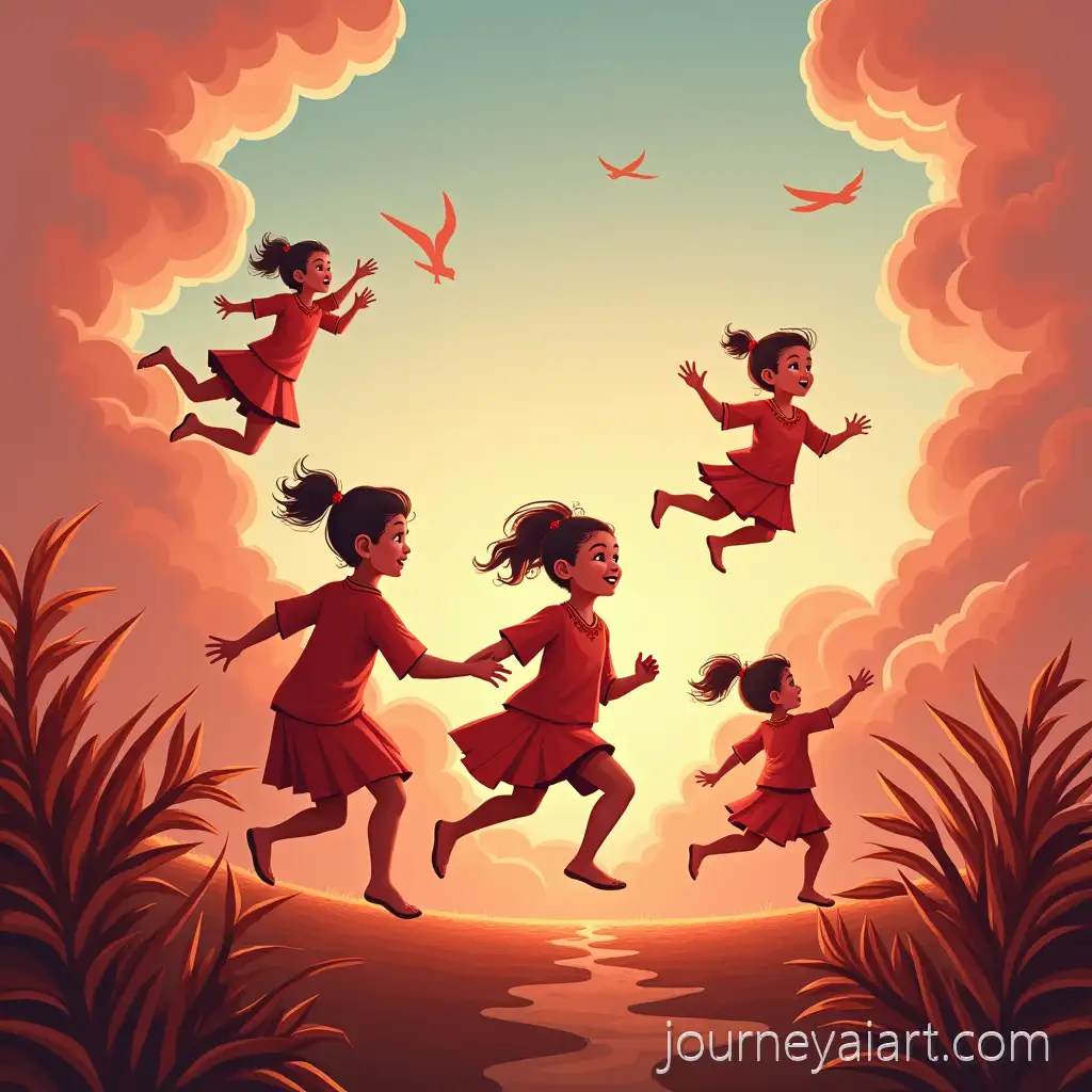 Children-Playing-in-Indonesian-Archipelago-with-Traditional-Baduy-Clothes-in-3D-Fantasy-Scene