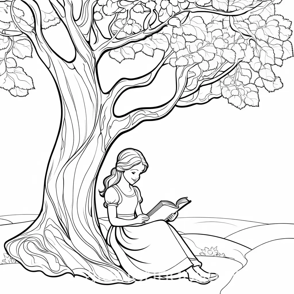 Young-Girl-Reading-a-Fairytale-Under-a-Tree