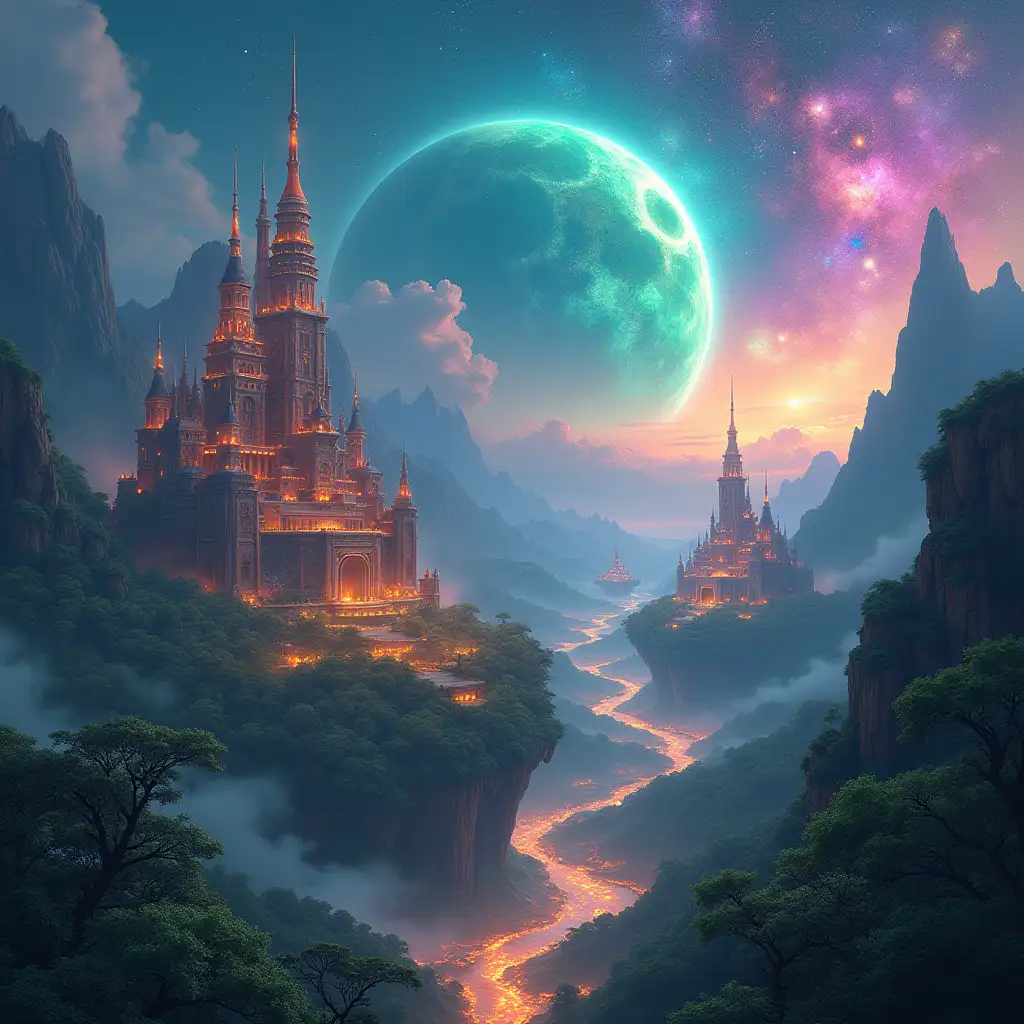 Fantasy-Landscape-with-Otherworldly-City-in-Mystical-Valley